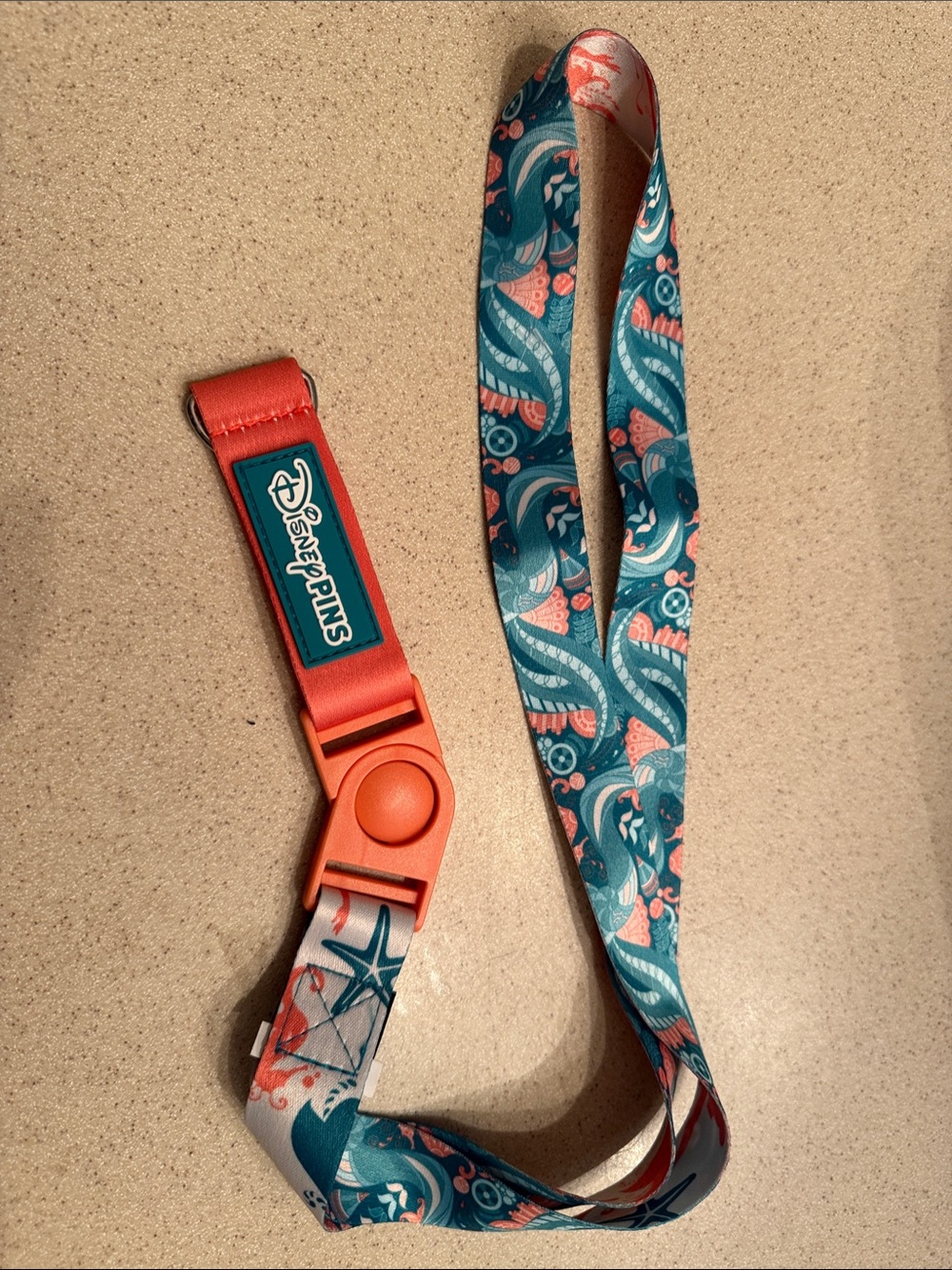 Disney Pins Lanyard in Teal and Coral Little Mermaid Design